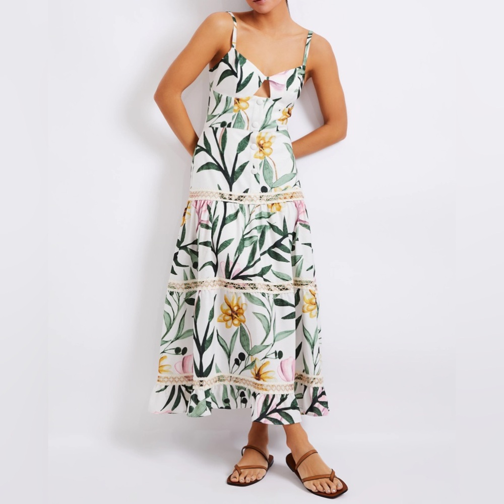 Patbo Jasmine Jute Trim Midi Dress